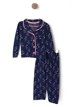 Pijama bleumarin cu inimioare roz 1