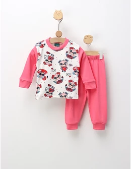 Pijama Cool Owl, alb-roz