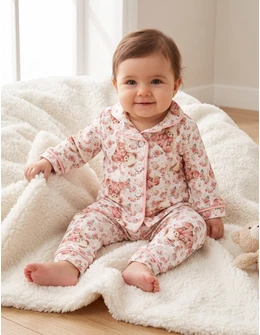 Pijama imprimata Fetita Ursulet, cu roz