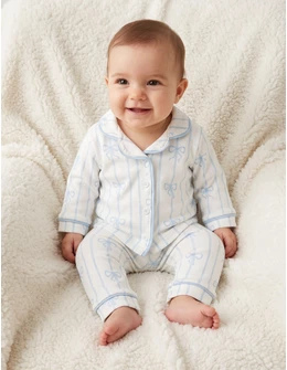Pijama imprimata Fundite, alb-blue