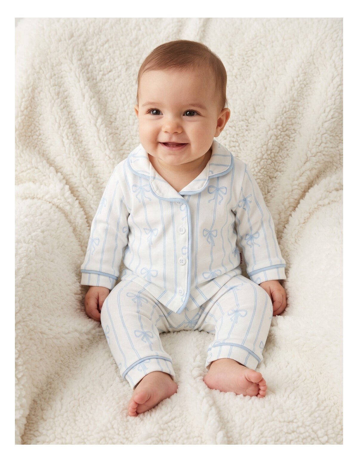 Pijama imprimata Fundite, alb-blue