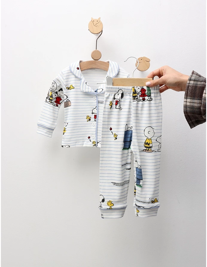 Pijama imprimata Snoopy si Charlie, alb-blue picture - 3