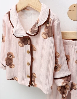Pijama imprimata Teddy, roz
