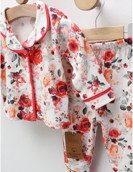 Pijama imprimata Trandafiri, cu rosu