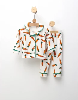 Pijama Kids and Carrots, alb-portocaliu