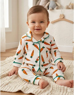 Pijama Kids and Carrots, alb-portocaliu