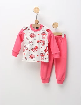 Pijama Meow Cats, alb-roz