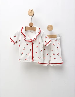 Pijama MS, Cu Ciresele, alb-rosu