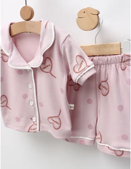 Pijama MS, Cu Happy, roz prafuit