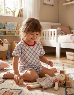 Pijama MS imprimata Daria alb-rosu