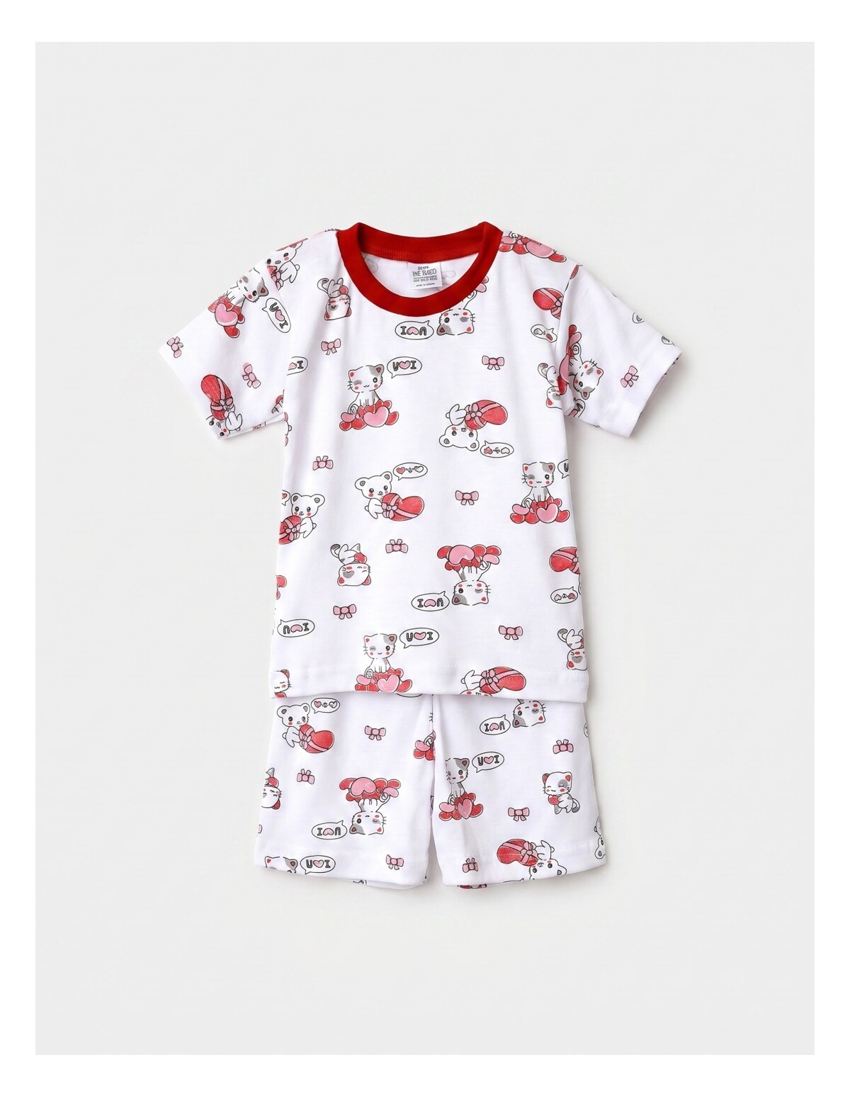 Pijama MS imprimata Love Cats rosu