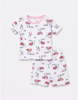 Pijama MS imprimata Love Cats rosu-roz