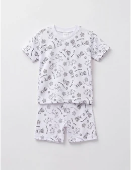 Pijama MS imprimata Sweet Friends, cu gri