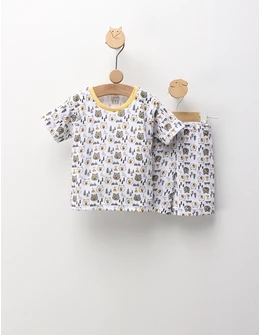 Pijama MS imprimata Wild Wild, cu galben