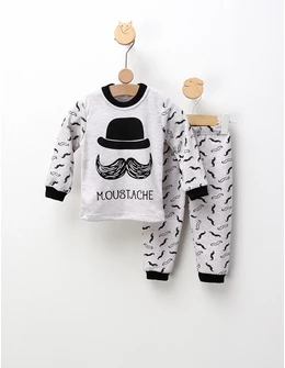 Pijama Mustache, gri-negru