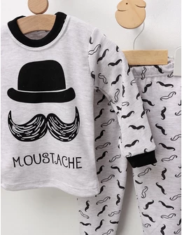 Pijama Mustache, gri-negru