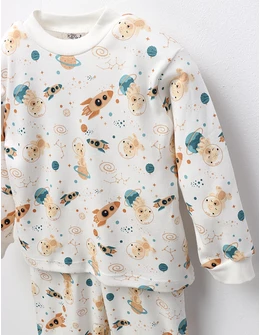 Pijama Space Rocket Bear, model alb