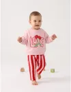 Compleu cu bluza si pantaloni Cherry, roz-rosu picture - 1