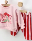 Compleu cu bluza si pantaloni Cherry, roz-rosu picture - 3