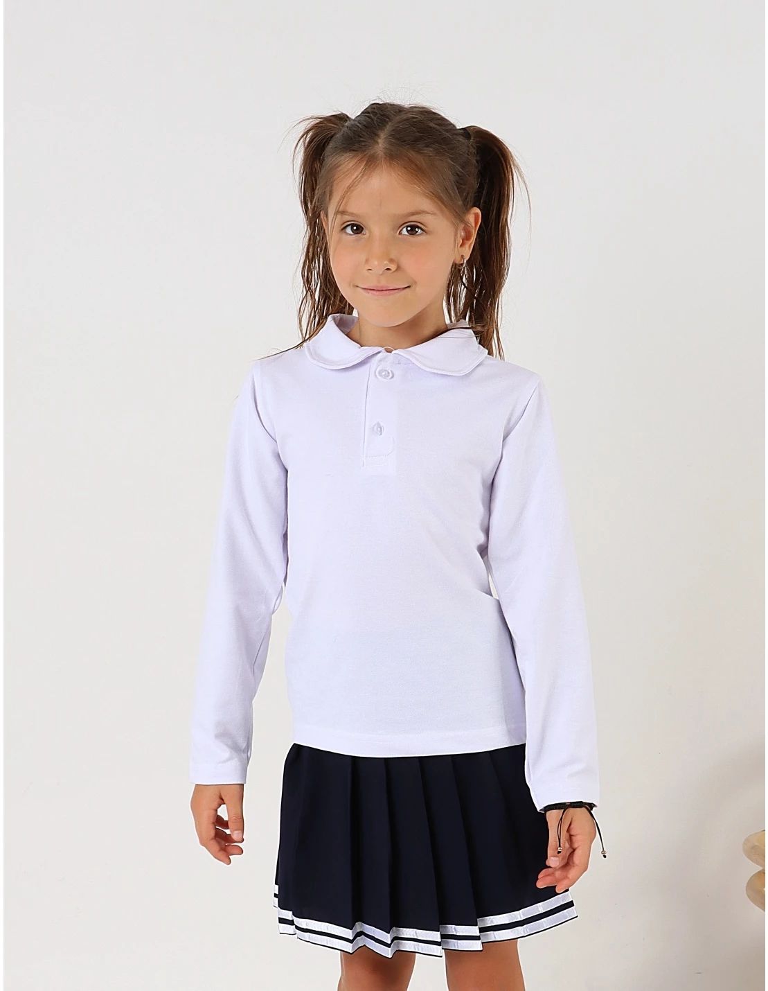 Bluza pentru fetite stil POLO model alb