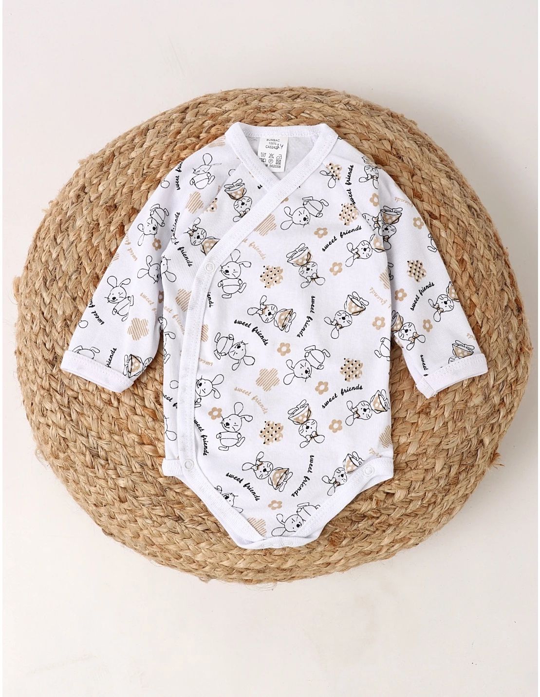 Body Imprimat Baby boy Bear, crem