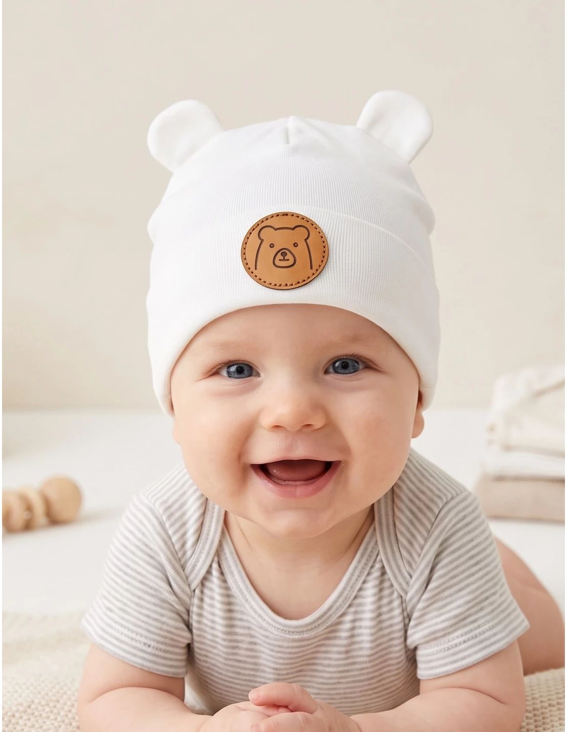 Caciulita baby urs, model ecru