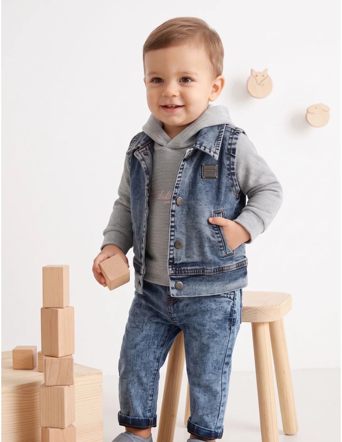 Compleu blug, Denim Style, cu albastru