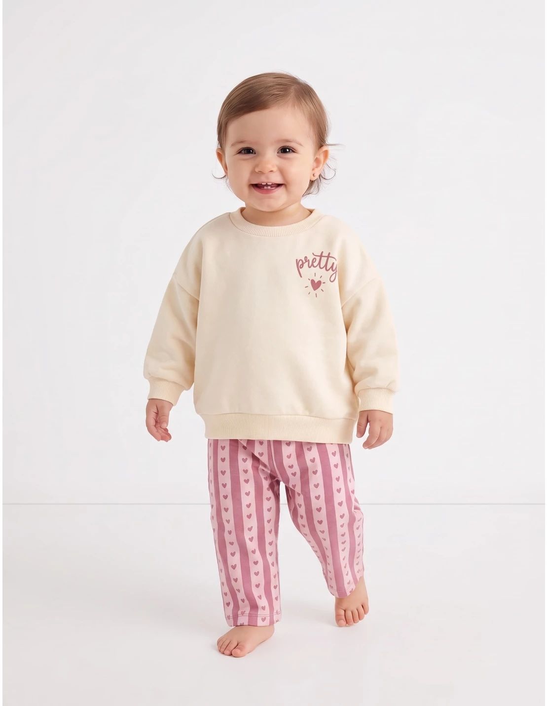 Compleu Sweet Pretty, crem-mov