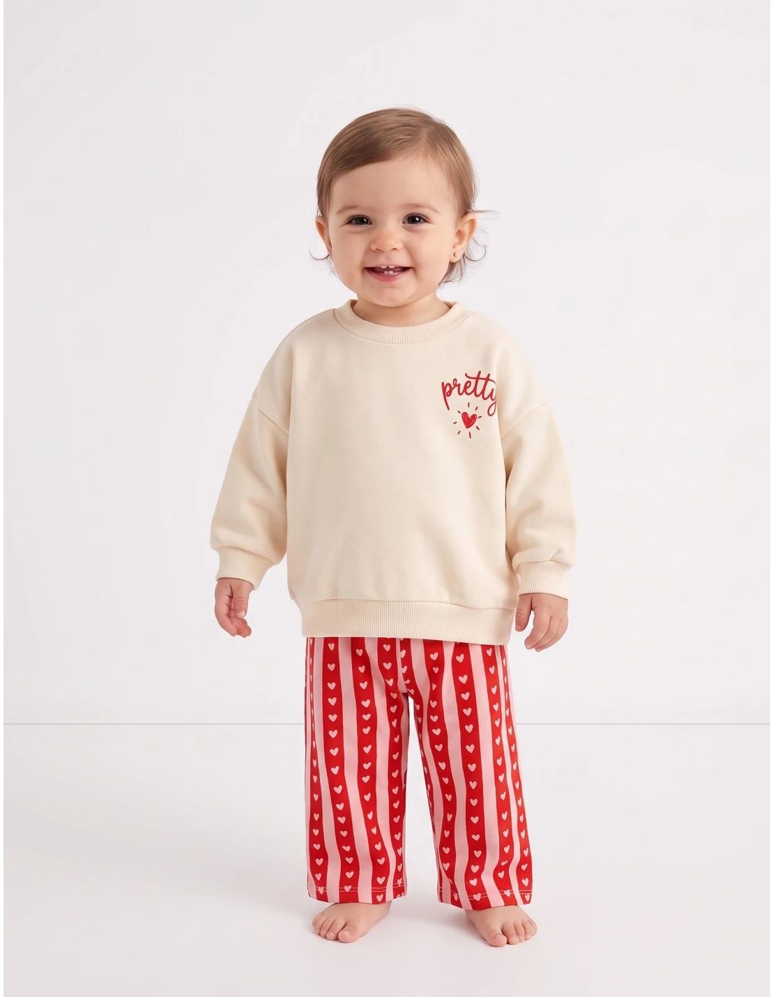 Compleu Sweet Pretty, crem-rosu