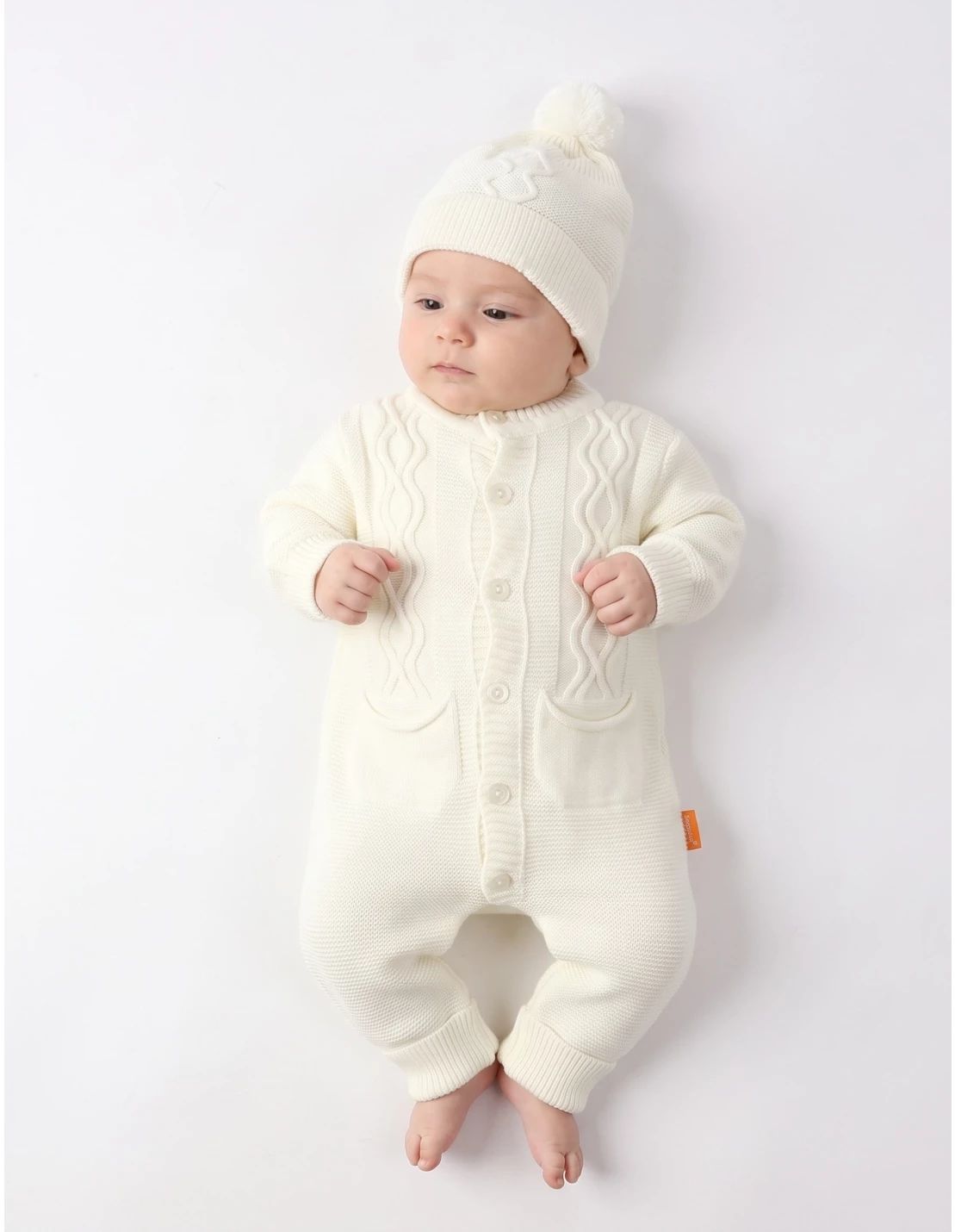 Salopeta cu fes, Croset Bebe, alb