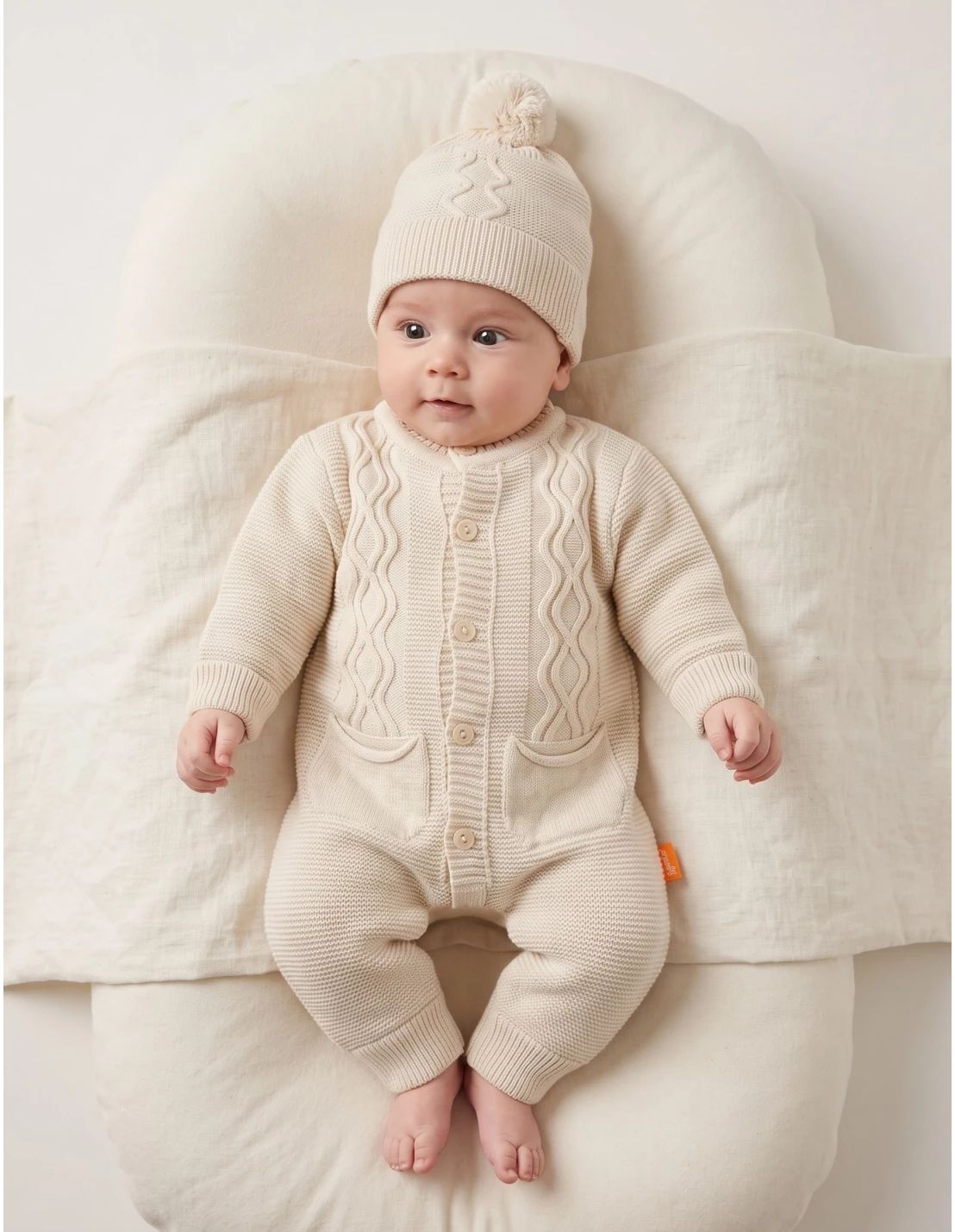 Salopeta cu fes, Croset Bebe, crem
