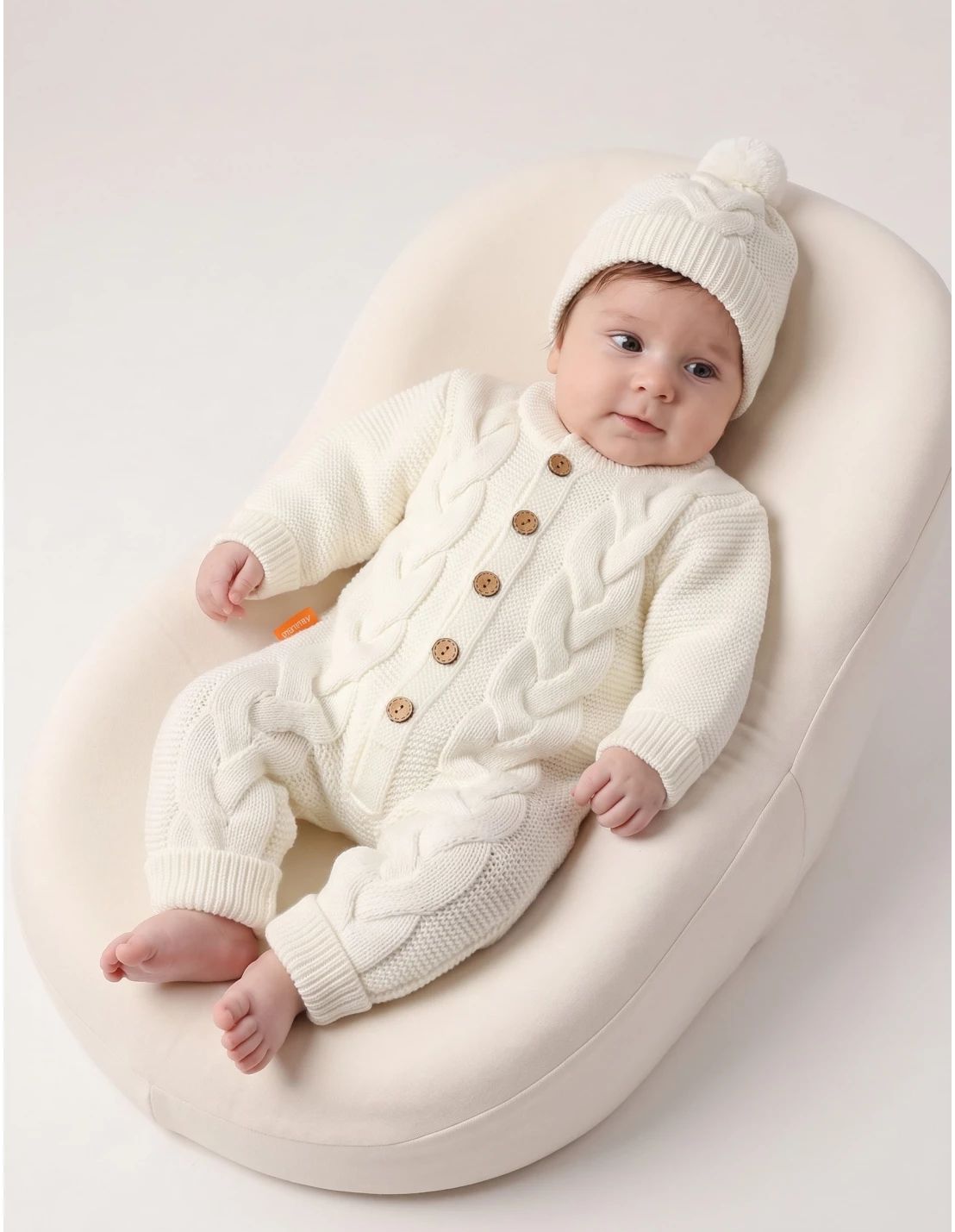Salopeta cu fes, Crosetel Baby Kid, alb
