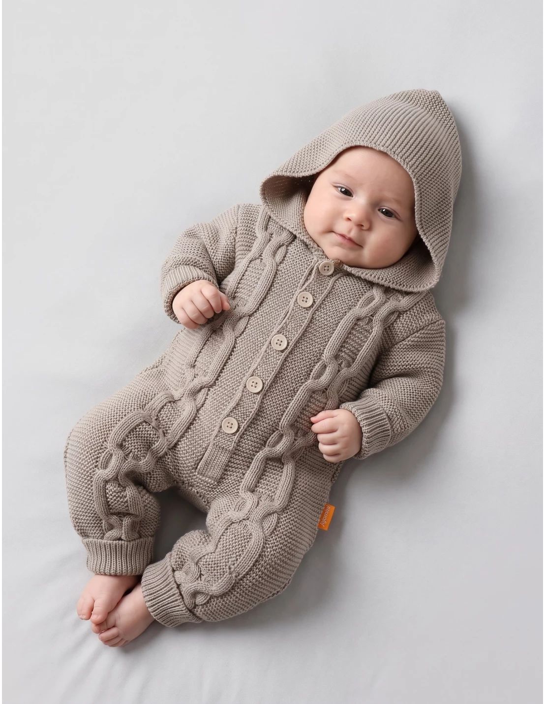 Salopeta cu gluga, Croset Kids, maro