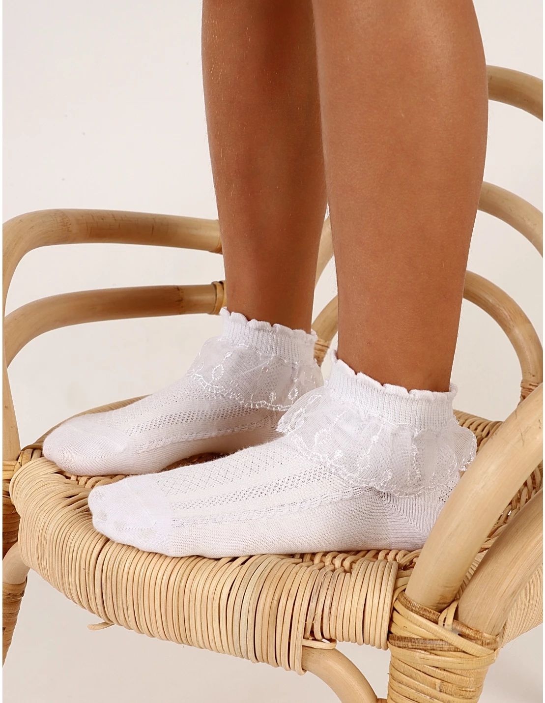 Set 2 perechi soseste cu dantela, premium alb