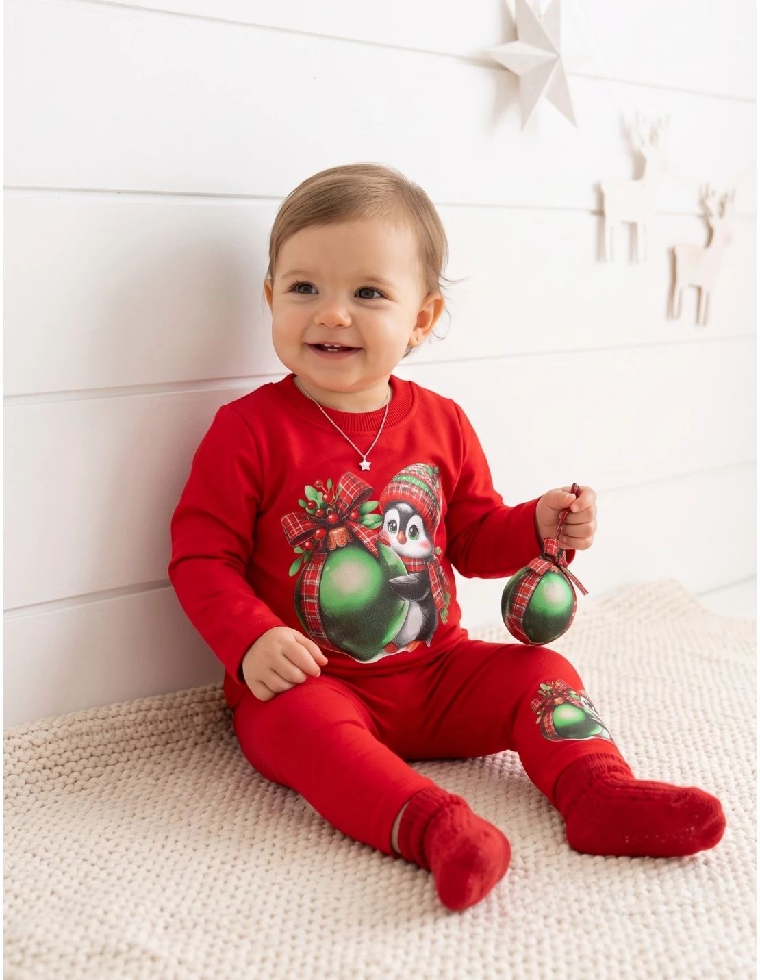 Set bluza si colanti Craciun-Pinguin