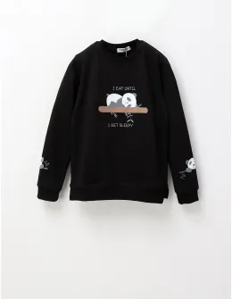 Bluza I EAT UNTIL fetite, negru