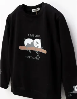 Bluza I EAT UNTIL fetite, negru