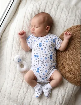 Body MS Romania baby bear, cu albastru