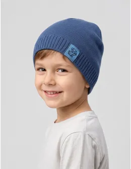 Caciula baietei tricotata, albastru pal
