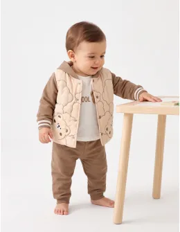 Compleu 3 piese cu geaca, Teddy Bear, maro