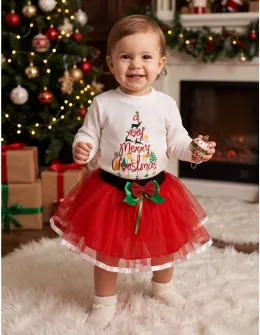 Compleu A Very Merry Christmas alb-rosu