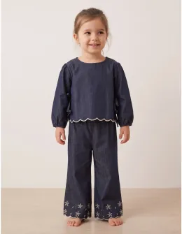 Compleu Crop Style, albastru-alb