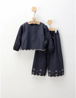 Compleu Crop Style, albastru-alb