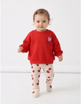 Compleu cu bluza si colanti Strawberry, rosu