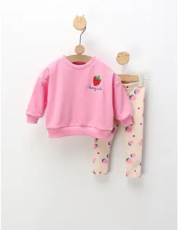 Compleu cu bluza si colanti Strawberry, roz