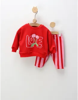 Compleu cu bluza si pantaloni Cherry, rosu