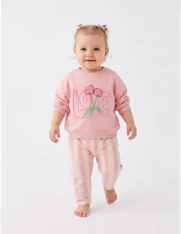 Compleu cu bluza si pantaloni Cherry, roz