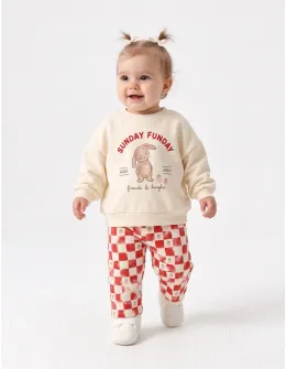 Compleu cu bluza si pantaloni Strawberry, rosu