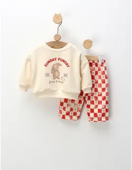Compleu cu bluza si pantaloni Strawberry, rosu
