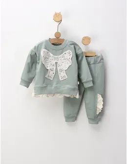 Compleu cu broderie fundita mare, verde